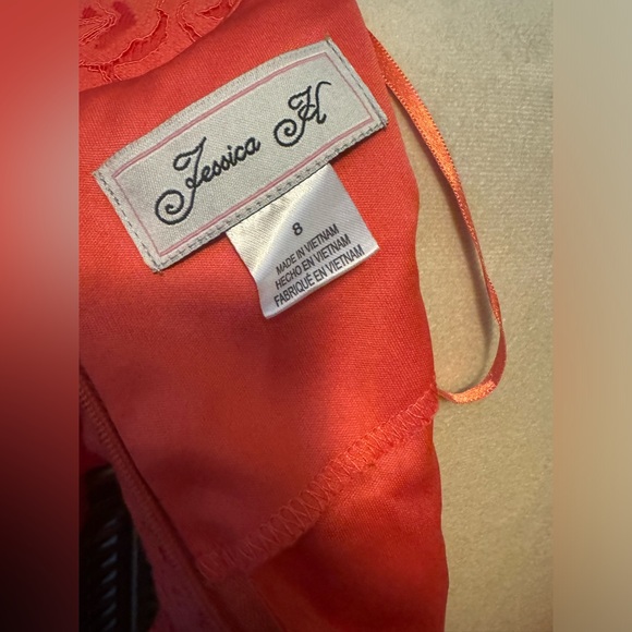 Jessica H Size 8 Coral Dress Lining with Lace overlay Business Cocktail - Picture 10 of 14